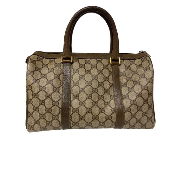 Vintage Gucci GG Supreme Boston Bag Sherry Line Handbag Logo PVC Leather - Picture 3 of 16